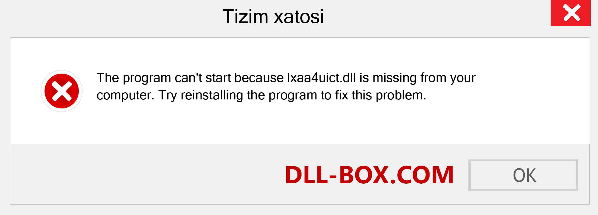 lxaa4uict.dll fayli yo'qolganmi?. Windows 7, 8, 10 uchun yuklab olish - Windowsda lxaa4uict dll etishmayotgan xatoni tuzating, rasmlar, rasmlar